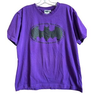 Batman T-shirt Tee Women XL Purple Black Glitter DC Comics Graphic  Super Hero